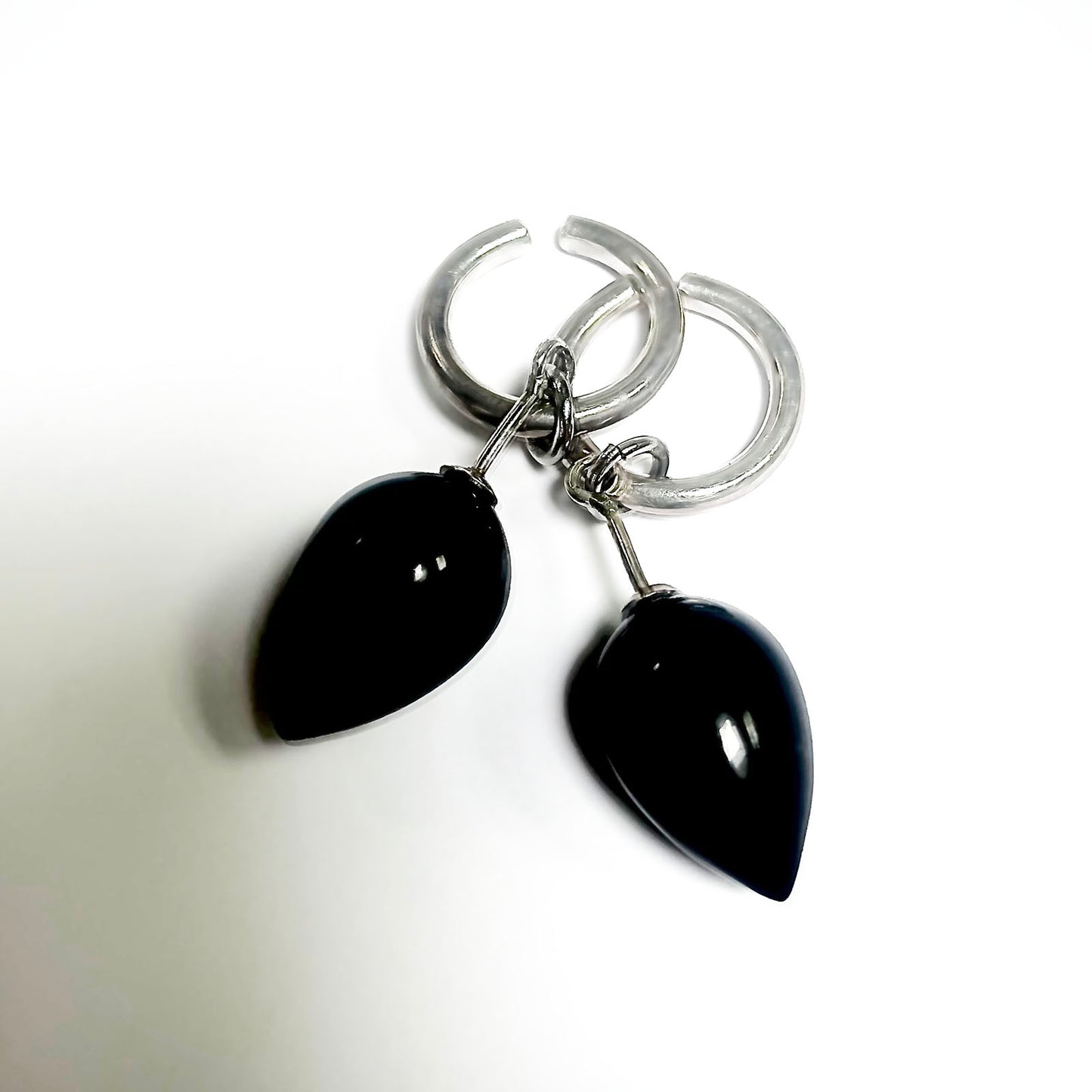 Onyx Silver pair Ear Cuffs