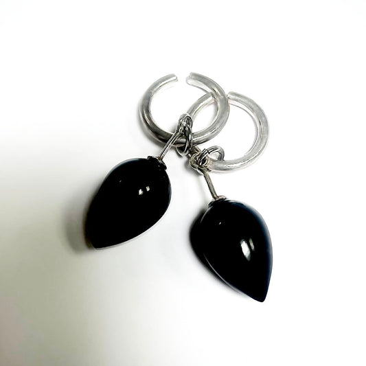 Onyx Silver pair Ear Cuffs